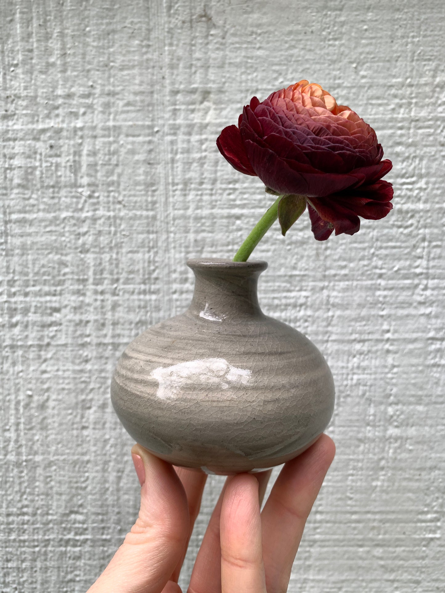 Transparent Grey Marbled Bud Vase