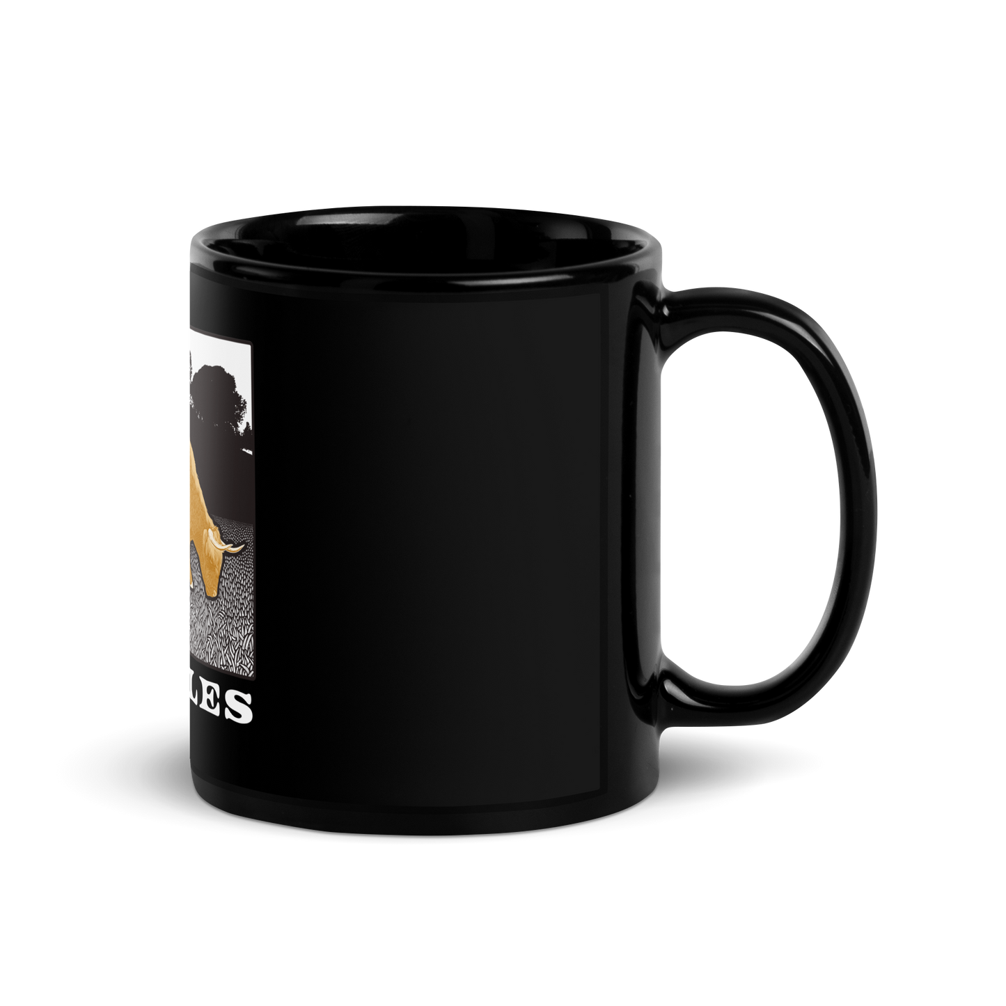 Tomales Highland Cow Black Glossy Mug