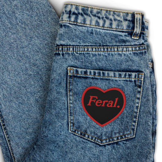 Feral Black and Red Heart Embroidered Patch