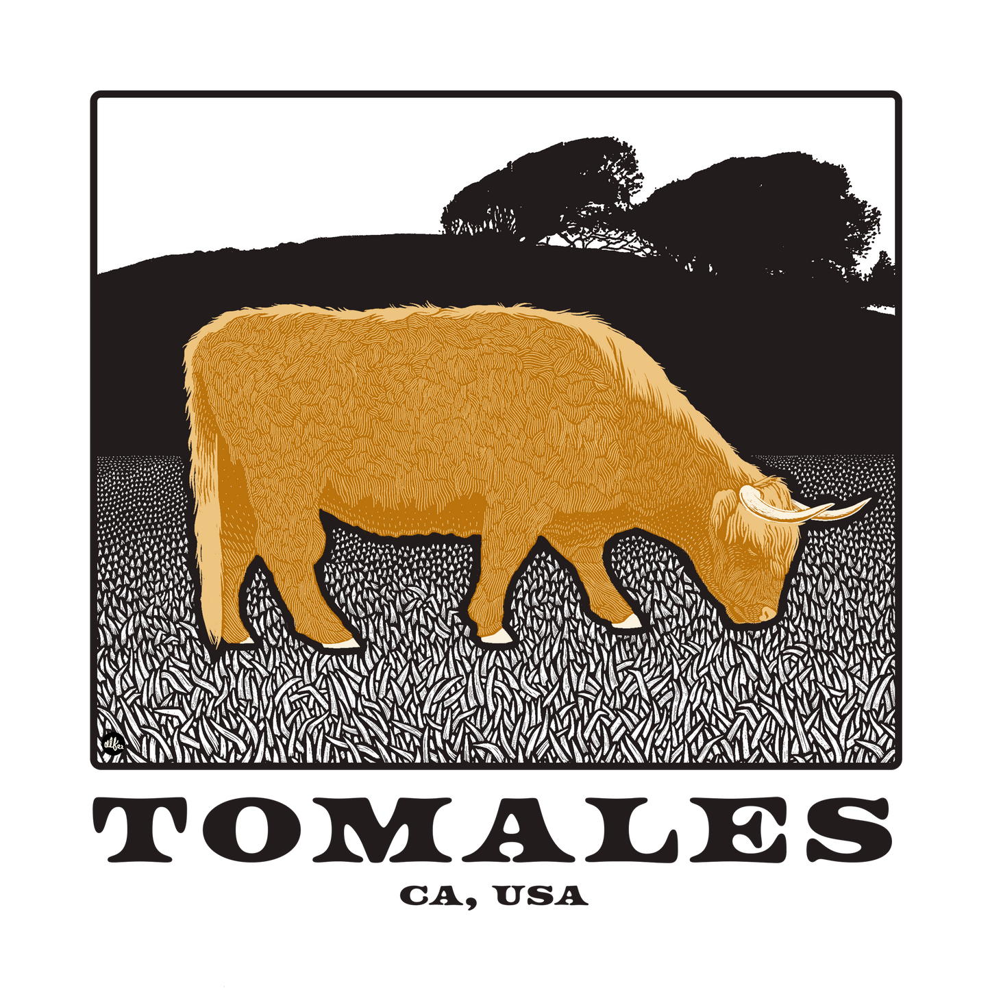 Tomales Highland Cow Unisex Tri-Blend Short Sleeve T-Shirt