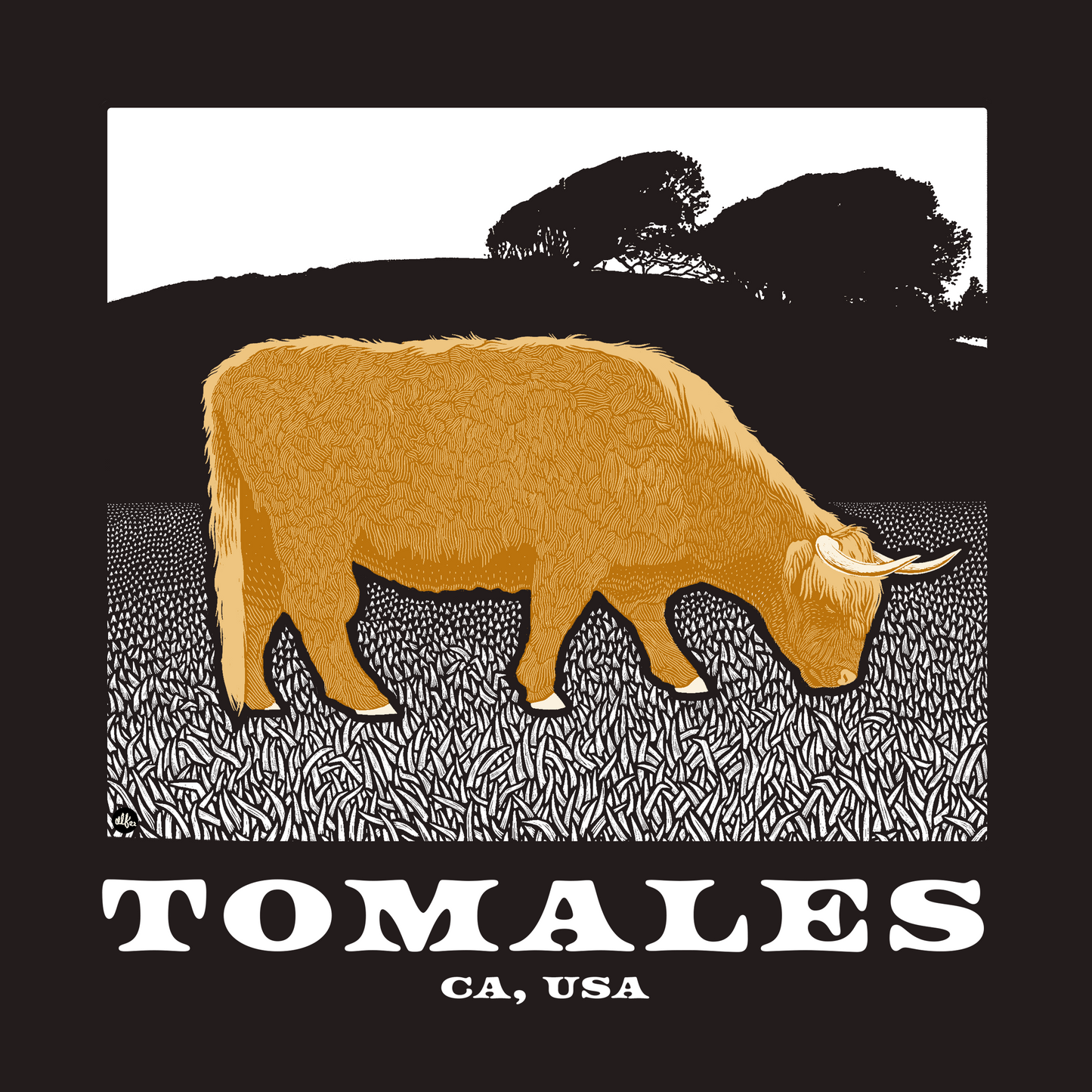 Tomales Highland Cow Unisex Hoodie Dark