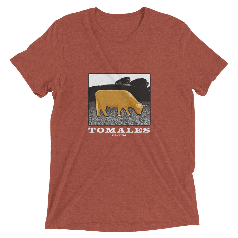 Tomales Highland Cow Unisex Tri-Blend Short Sleeve T-Shirt Dark