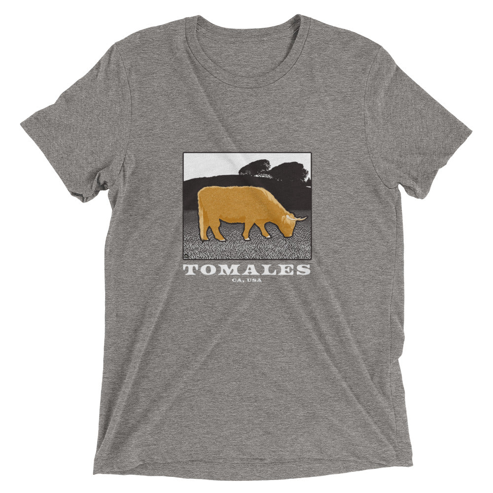 Tomales Highland Cow Unisex Tri-Blend Short Sleeve T-Shirt Dark