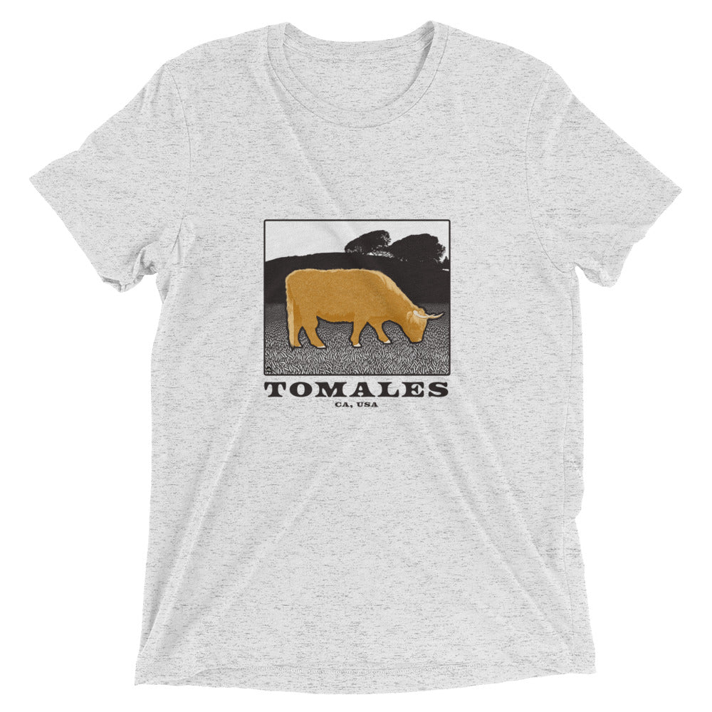 Tomales Highland Cow Unisex Tri-Blend Short Sleeve T-Shirt